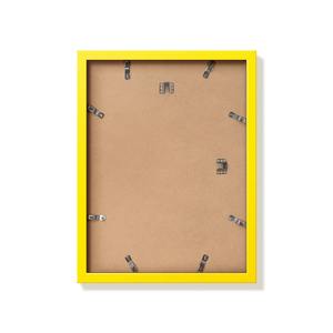 Back of yellow 12x16 in picture frame showing the hangers