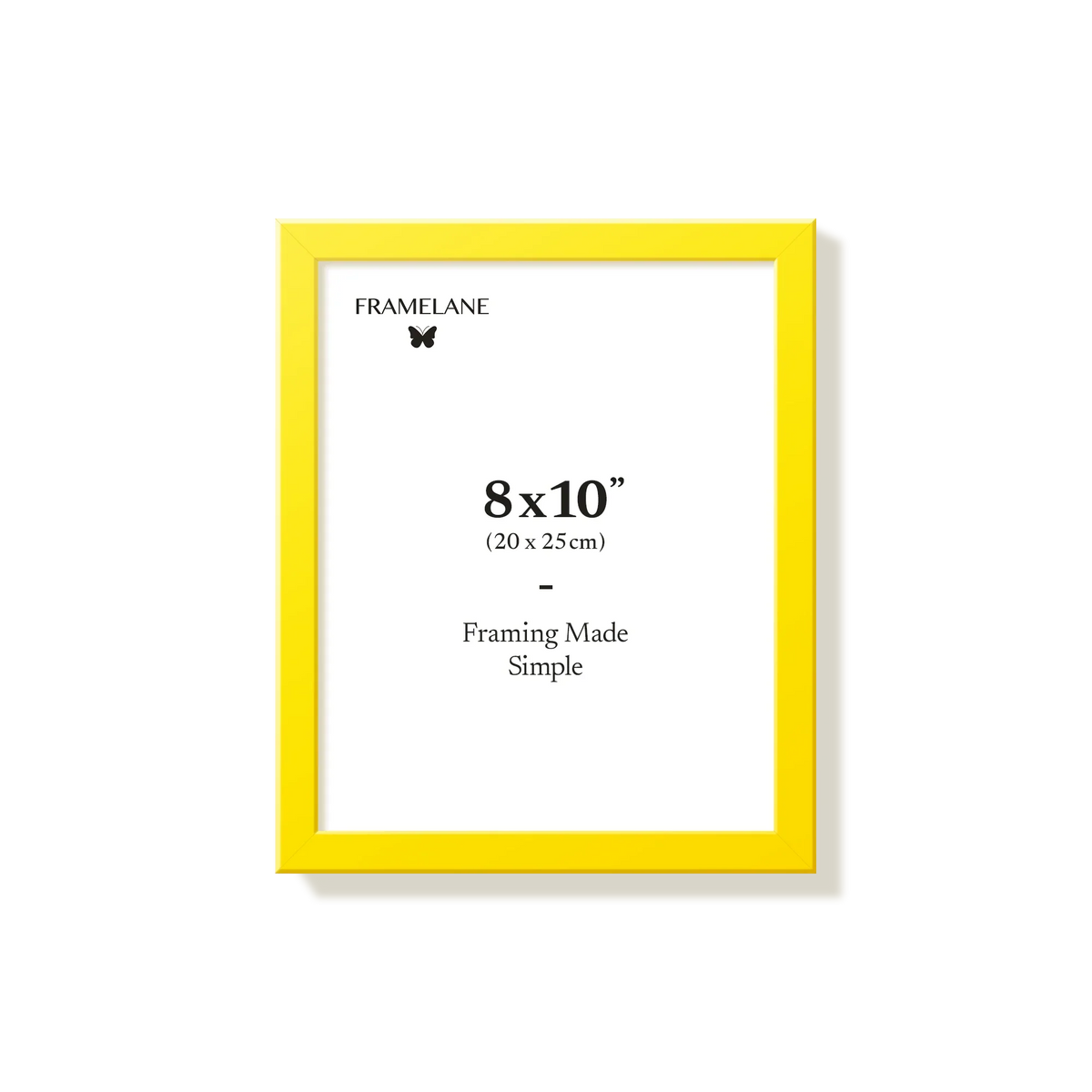 Yellow 8x10 in picture frame, front view
