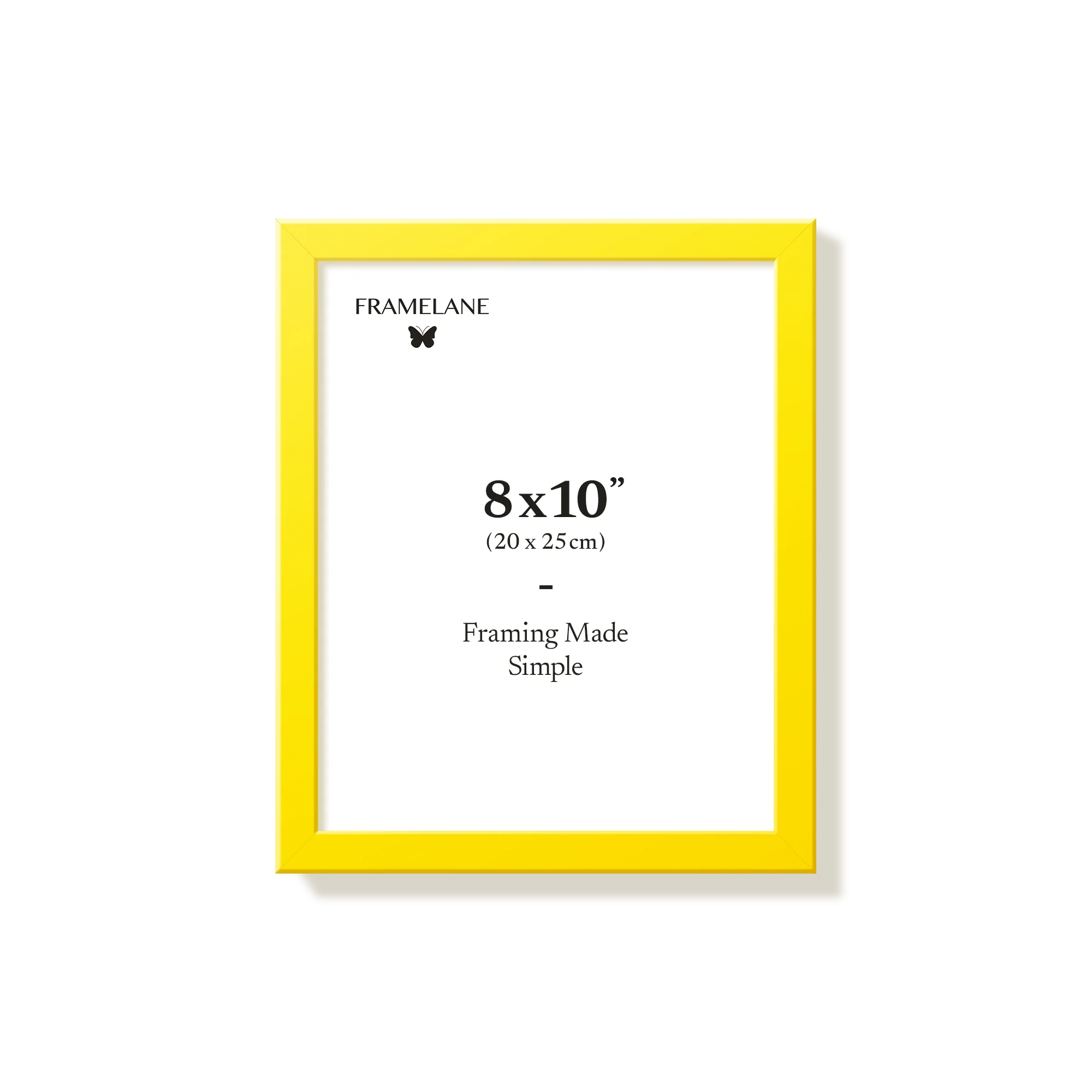 Yellow 8x10 in picture frame, front view