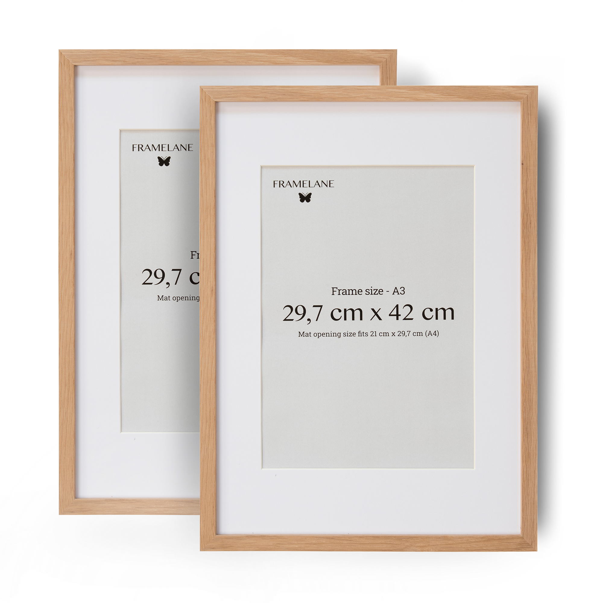 2 Natural Oak Frames, 29.7x42 cm (A3)