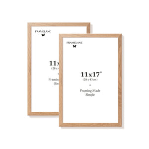 Two natural oak picture frames, 11x17 in | 28x43 cm