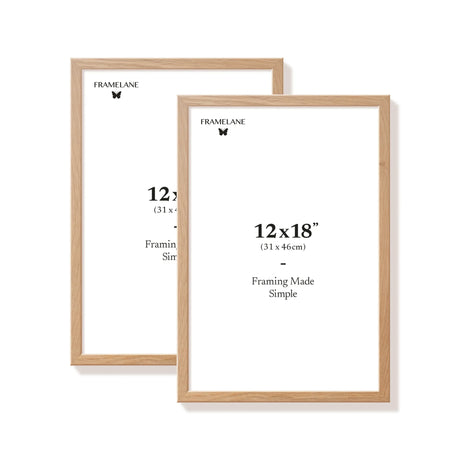 Two natural oak picture frames, 12x18 in | 31x46 cm