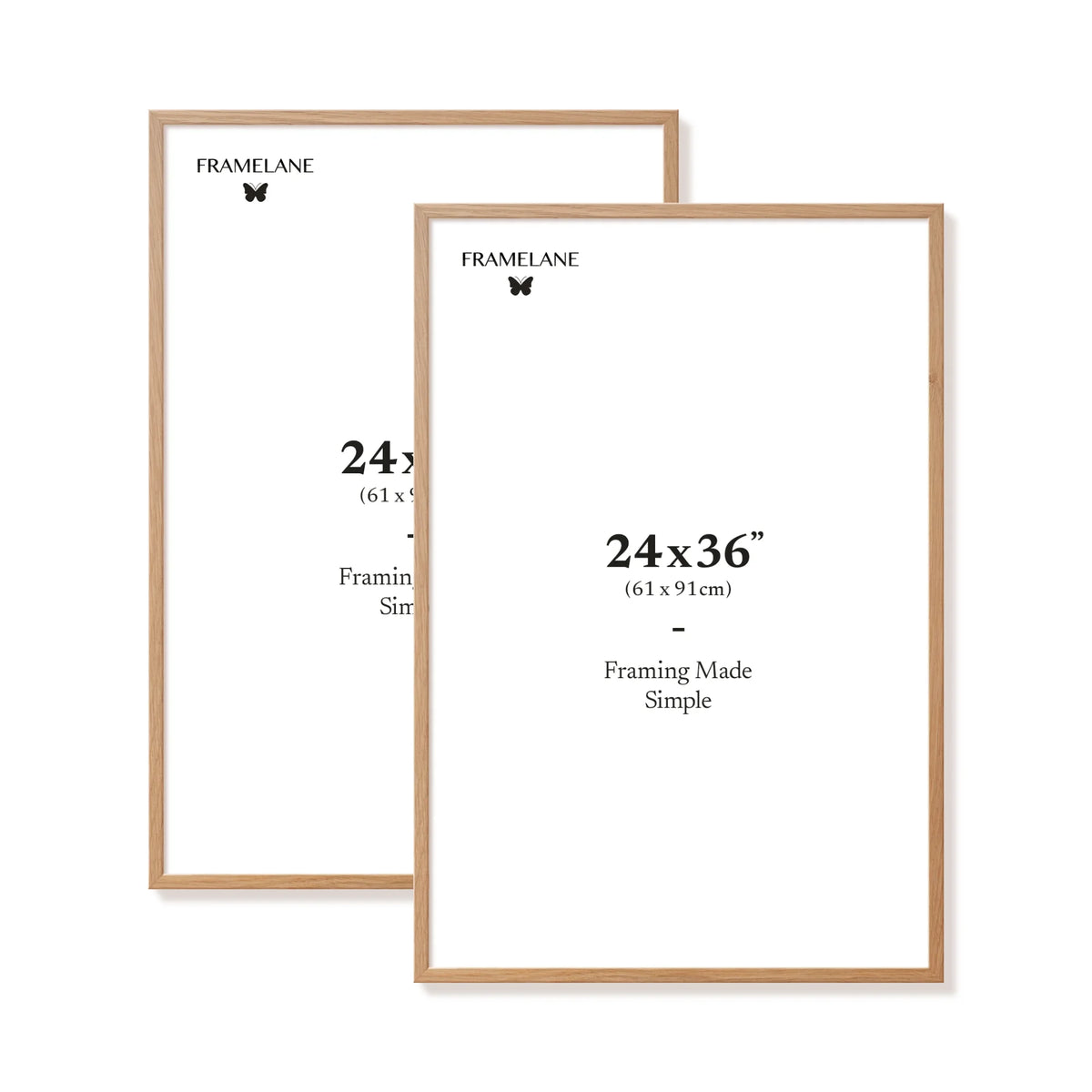 Two natural oak picture frames, 24x36 in | 61x91 cm
